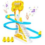 Anubhav Janni Duck Track Slide Toy Race Set Automatic Stair Climbing Ducklings Funny Cartoon Roller Coaster Kids Toys Kids Escalator Music Includes Ducks Perfect Toddler Gift Set (Pack Of 1 Pcs)