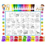 Anubhav Janni English Diy Coloring Mat DIY For Kids Reusable Washable Sketch Drawing Kids Large with Pens Kids Reusable Washable Mat Mats Kid Doodle Kid (Pack Of 1 Pcs)