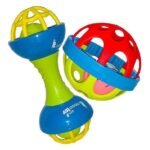 Anubhav Janni Rattle Teether  Set Toys For New Born Babies  Infants Of Age Safe Non Toxic Fun Colors Soft Rattling Sound Rattles Born Early Development Return Gifts Kids Shower (Set Of 2 Pcs)