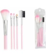 Anubhav Janni Makeup Brush Set For Face And Eye Soft Bristles Cosmetic Brushes Kit Foundation Powder Blush Eyeshadow Portable Tools Bristle Pink For Women Girls Professional (Pack Of 1 Pcs , 5)