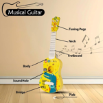 Anubhav Janni Dino Theme 4 String Guitar Easy-to-Hold Thin Frets Low Musical Instrument Learning Educational Toy Gift for Toddlers Kids 3+Years 23 Inch (Pack of 1) (Multicolor) - Image 5