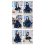 Anubhav Janni Princess Doll for Girls Collectible with Luxury Navy Blue Party Dress Lace Stockings Bow Hairband Beautiful Long Hair Kids Gift Plastic Wedding Dress Elegant and Bridal Stunning - Image 4