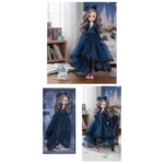 Anubhav Janni Princess Doll for Girls Collectible with Luxury Navy Blue Party Dress Lace Stockings Bow Hairband Beautiful Long Hair Kids Gift Plastic Wedding Dress Elegant and Bridal Stunning - Image 6