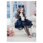 Anubhav Janni Princess Doll for Girls Collectible with Luxury Navy Blue Party Dress Lace Stockings Bow Hairband Beautiful Long Hair Kids Gift Plastic Wedding Dress Elegant and Bridal Stunning - Image 8