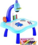 Anubhav Janni Drawing Projector Table Set Blue Led Board for Kids Trace & Draw Smart Sketcher 24 Patterns 12 Colorful Pen Book Fun Educational Creative Painting Desk Machine Toy (Blue)