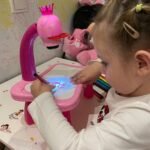 Anubhav Janni Drawing Projector Table Set Blue Led Board for Kids Trace & Draw Smart Sketcher 24 Patterns 12 Colorful Pen Book Fun Educational Creative Painting Desk Machine Toy (Pink) - Image 2