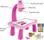 Anubhav Janni Drawing Projector Table Set Blue Led Board for Kids Trace & Draw Smart Sketcher 24 Patterns 12 Colorful Pen Book Fun Educational Creative Painting Desk Machine Toy (Pink) - Image 3