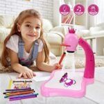 Anubhav Janni Drawing Projector Table Set Blue Led Board for Kids Trace & Draw Smart Sketcher 24 Patterns 12 Colorful Pen Book Fun Educational Creative Painting Desk Machine Toy (Pink) - Image 5