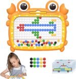 Anubhav Janni Toddler Toys Magnetic Dot Art Drawing Board for Kids Large Crab Toddlers with Pen and Beads Educational Preschool Toy Boys Girls Aged 3-6 Years Old (Multicolor)