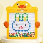Anubhav Janni Educational Magnetic Dot Drawing Board Toy for Kids Learning Magpad with Stylus & 12 Double Sided Activity Cards (Duck) (Multicolor)