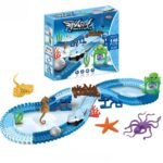Anubhav Janni 148pcs Flexible Shark Car Racing Track with Car Bridge Ocean Animals Educational Play Set Adventure Car Race Toy Gift for Kids Above 3 Years (Multicolor)