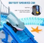 Anubhav Janni 148pcs Flexible Shark Car Racing Track with Car Bridge Ocean Animals Educational Play Set Adventure Car Race Toy Gift for Kids Above 3 Years (Multicolor) - Image 5