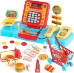 Anubhav Janni Kids Cash Register Toy Supermarket with Register Pretend Play Calculator Register Toys with Scanner Microphone Credit Card Cans Play Money for Kids Ages 3+ (Multicolor)