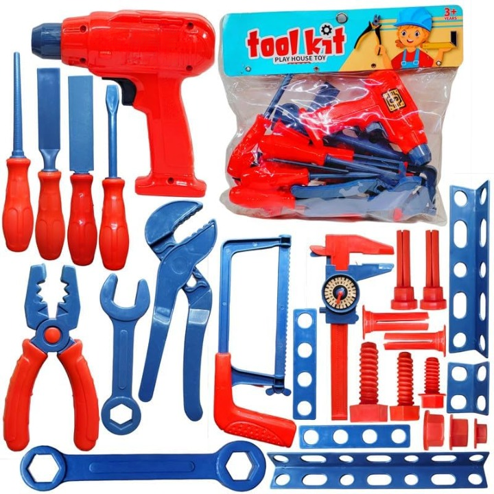 Anubhav Janni 29 Piece Kids Tool Kit Play Set Pretend Construction Toys for Boys Girls Plastic DIY Engineering with Drill Screwdrivers Accessories (Multicolor) Anubhav Janni 29 Piece Kids Tool Kit Play Set Pretend Construction Toys for Boys Girls Plastic DIY Engineering with Drill Screwdrivers Accessories (Multicolor) - Image 1