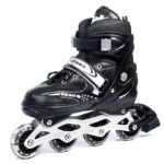 Anubhav Janni Skate for Kids Roller Shoes Age 6 to 11 Years Adjustable Size Inline Skating Skates Boys Girls Boys and  LED Lights in Wheel Indoor Outdoor Beginner Training Skates (Black) - Image 2