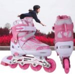 Anubhav Janni Skate for Kids Roller Shoes Age 6 to 11 Years Adjustable Size Inline Skating Skates Boys Girls Boys and  LED Lights in Wheel Indoor Outdoor Beginner Training Skates (Pink) - Image 5