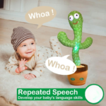 Anubhav Janni Rechargeable Toys Talking Cactus Baby for Kids Dancing Can Singing Recording Repeat Funny Education Children Playing Home Decor Toy (Multicolor) - Image 3