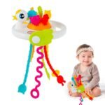 Anubhav Janni Cute Duck Shaped Pull String Activity  Toy for Baby Teething Play Adventure Fine Motor Skills Development Food Grade Silicone Pull Toys Travel-Friendly Perfect for 6+ Months