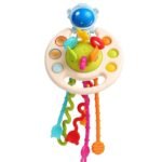 Anubhav Janni Astronaut Shaped Pull String Activity Toy for Baby Teething Play Adventure Fine Motor Skills Development Food Grade Silicone Pull Toys Travel-Friendly Perfect for 6+ Months