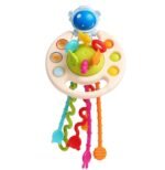 Anubhav Janni Astronaut Shaped Pull String Activity Toy for Baby Teething Play Adventure Fine Motor Skills Development Food Grade Silicone Pull Toys Travel-Friendly Perfect for 6+ Months