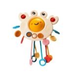 Anubhav Janni Crab Shaped Pull String Activity Toy for Baby Teething Play Adventure Fine Motor Skills Development Food Grade Silicone Pull Toys Travel-Friendly Perfect for 6+ Months