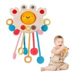 Anubhav Janni Crab Shaped Pull String Activity Toy for Baby Teething Play Adventure Fine Motor Skills Development Food Grade Silicone Pull Toys Travel-Friendly Perfect for 6+ Months - Image 2