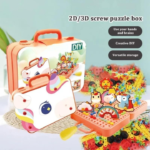 Anubhav Janni 232 Pcs DIY Creative Puzzle Box for Kids Educational Building Toy Kit with Drill Learning Construction Set for Boys Girls Carry Case Toy Gift for 3+ Years (Unikorn Theme) - Image 5