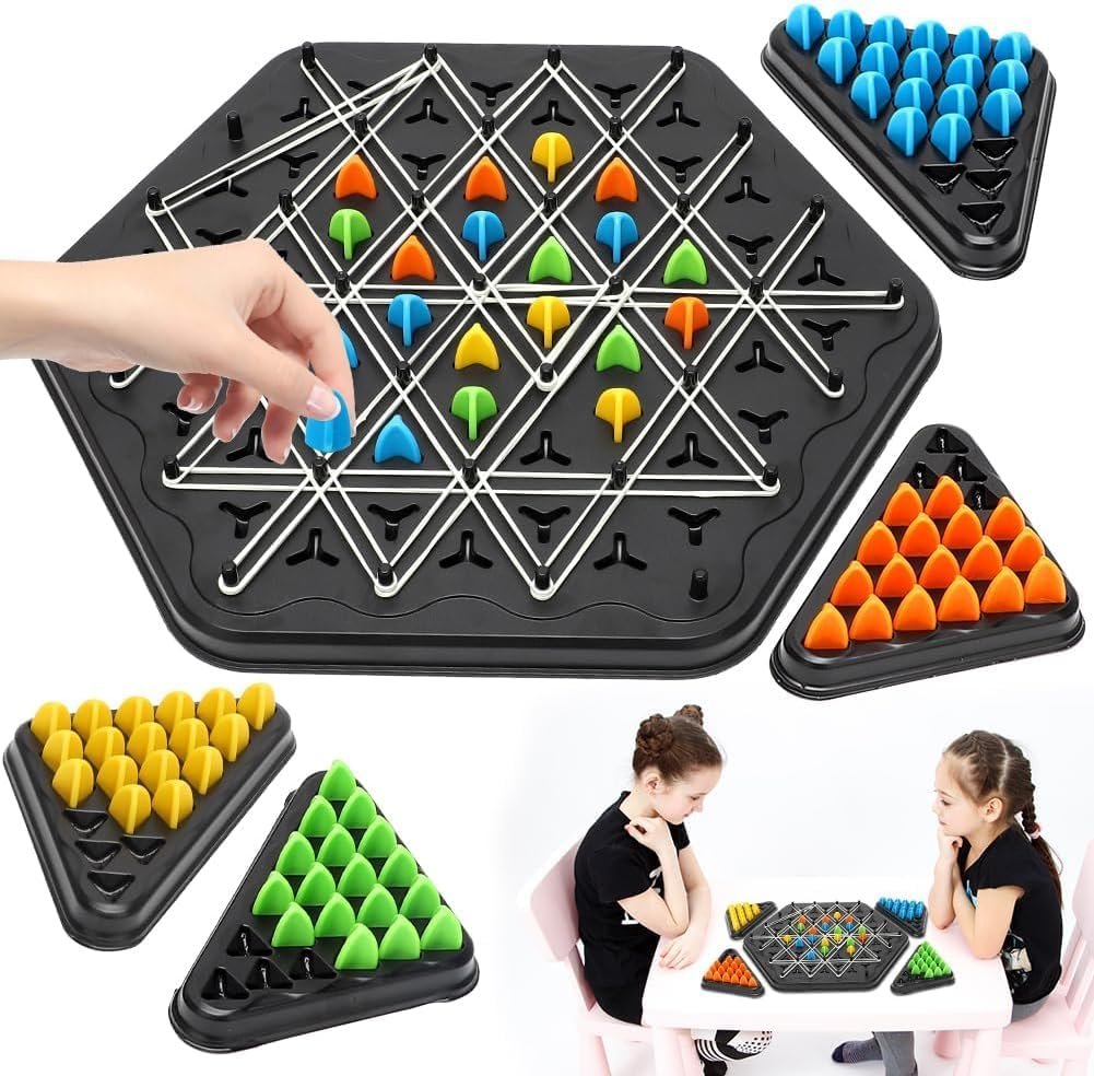 Vardan Enterprise® Chain Triangle Chess Game Board Games Fun Night Set Rubber Band Puzzle Interactive Brain Teaser 2 to 4 Players For Kids Adults and Players Puzzle For Entertainment Purpose Anubhav Janni Chain Triangle Chess Game Board Games Fun Night Set Rubber Band Puzzle Interactive Brain Teaser 2 to 4 Players For Kids Adults and Players Puzzle For Entertainment Purpose - Image 1