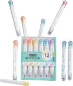 Anubhav Janni Cute Cat Pat Highlighter  Pen, 12 Color Highlighter Pens Set Pack of 6 Highlighter Pen Dual Tip (Multicolor)