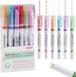 Anubhav Janni Curve Highlighter Pen Set 6 Different Dual Tip Flexible and Soft Touch Cute Pattern Colourful Curve Highlighter Pen Writing Markers for Writing Drawing Water Based