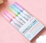 Anubhav Janni Curve Highlighter Pen Set 6 Different Dual Tip Flexible and Soft Touch Cute Pattern Colourful Curve Highlighter Pen Writing Markers for Writing Drawing Water Based - Image 2