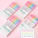 Anubhav Janni Curve Highlighter Pen Set 6 Different Dual Tip Flexible and Soft Touch Cute Pattern Colourful Curve Highlighter Pen Writing Markers for Writing Drawing Water Based - Image 3