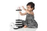 Anubhav Janni Spinning Toy Stacking for Kids Strong ABS Plastic Wheel Fun and Engaging Brain Development Toys Tower Gear Shape Spiral Educational Skill For Above 2 Years Kids (Black And White) - Image 3