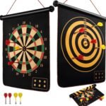 Anubhav Janni Magnetic Dart Board Game for Kids 6 Pc Darts and Mat Outdoor Indoor Party Games Adults Double Faced (12 Inch Board)