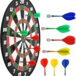 Anubhav Janni 17 Inch Wide with 6 Magnetic Darts Safe Dartboard Target Board Game Set Magnetic Dart Board Kit Set for Indoor and Outdoor (Multicolor) (round Magnatic Dart Board 15 Inch)