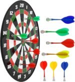 Anubhav Janni 17 Inch Wide with 6 Magnetic Darts Safe Dartboard Target Board Game Set Magnetic Dart Board Kit Set for Indoor and Outdoor (Multicolor) (round Magnatic Dart Board 15 Inch)