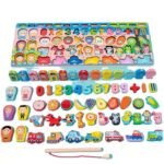 Anubhav Janni 6 in 1 Wooden Number Puzzles Shape Sorting Math Counting Numbers Toy for Kids Educational Preschool Home School Learning Toys For Above 3 Years Boys Girls (Multicolor)