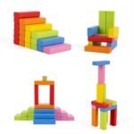 Anubhav Janni Multi Coloured 54 PCS Blocks with Dices Wooden Building Stacking Toys Tumbling Tower Game Toy for Kids Adults (54 Pcs Color Jenga Game) - Image 4