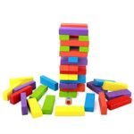 Anubhav Janni Multi Coloured 54 PCS Blocks with Dices Wooden Building Stacking Toys Tumbling Tower Game Toy for Kids Adults (54 Pcs Color Jenga Game) - Image 5