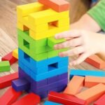 Anubhav Janni Small 54 Pcs Colourful Wooden Blocks Indoor Balancing Building Game Toys Activity Tower Block Cognitive Development Fun Stacking Classic Family Dice Educational Puzzle (Multicolor) - Image 2
