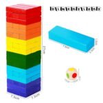 Anubhav Janni Small 54 Pcs Colourful Wooden Blocks Indoor Balancing Building Game Toys Activity Tower Block Cognitive Development Fun Stacking Classic Family Dice Educational Puzzle (Multicolor) - Image 3