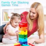 Anubhav Janni Small 54 Pcs Colourful Wooden Blocks Indoor Balancing Building Game Toys Activity Tower Block Cognitive Development Fun Stacking Classic Family Dice Educational Puzzle (Multicolor) - Image 4