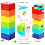 Anubhav Janni Small 54 Pcs Colourful Wooden Blocks Indoor Balancing Building Game Toys Activity Tower Block Cognitive Development Fun Stacking Classic Family Dice Educational Puzzle (Multicolor) - Image 5