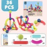 Anubhav Janni 36 PCS Magnetic Blocks for Kids Montessori Educational Toy with Magnet Pop Tubes Balls STEM Building Construction Set Toddlers Children Sticks Learning and Activities Toys - Image 5