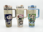 Anubhav Janni Cartoon Character Insulated Tumbler with Handle and Straw Stainless Steel Vacuum Water Bottle Thermal Cup for Hot Cold Drinks (Color And Design Sent As Per Stock) (Pack Of 1)