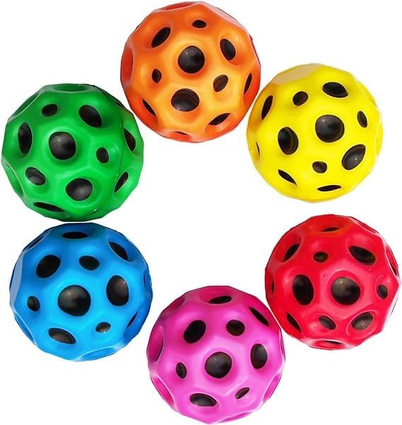 Anubhav Janni Super Bouncy Rubber Moon Ball Toy for Kids and Adults with Craters High Bounce Textured Grip Perfect Playtime Fun Soft Foam Indoor Outdoor Play (Pack Of 2pcs) (Multicolor) Anubhav Janni Super Bouncy Rubber Moon Ball Toy for Kids and Adults with Craters High Bounce Textured Grip Perfect Playtime Fun Soft Foam Indoor Outdoor Play (Pack Of 2pcs) (Multicolor) - Image 1