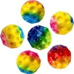 Anubhav Janni Rainbow Color Moon Ball Bouncy Colorful Rubber Ball with Bright Colors Fun Outdoor Toy for Kids (Pack Of 2 pcs)