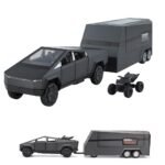 Anubhav Janni 1:32 Scale Die Cast CyberTruck with Pick-Up Trailer 6 Openable Doors Pull Back Toy Car Action Lights Music Toy Gift for Above 3 Years Kids Bpys Girls (Color Sent As Per Stock)