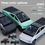 Anubhav Janni 1:32 Scale Die Cast CyberTruck with Pick-Up Trailer 6 Openable Doors Pull Back Toy Car Action Lights Music Toy Gift for Above 3 Years Kids Bpys Girls (Color Sent As Per Stock) - Image 2