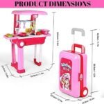Anubhav Janni 2 in 1 Little Chef Trolley Kitchen Play Toy Set for Girls with Music Light in 1 Foldable Trolly and Carry case Set Pretend Luggage Kit Suitcase Trolley (Multicolor) (Pack Of 1) - Image 3